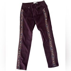 DRIFTWOOD Deep Purple Embroidered Straight Leg Pants